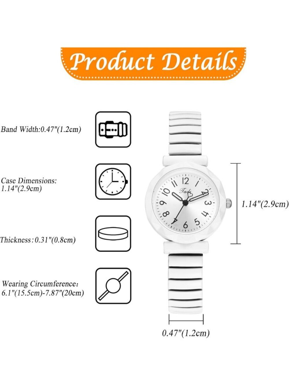 Unisex White Analog Quartz Stretch Band Elastic Stainless Steel Expansion Watch - Picture 6 of 6